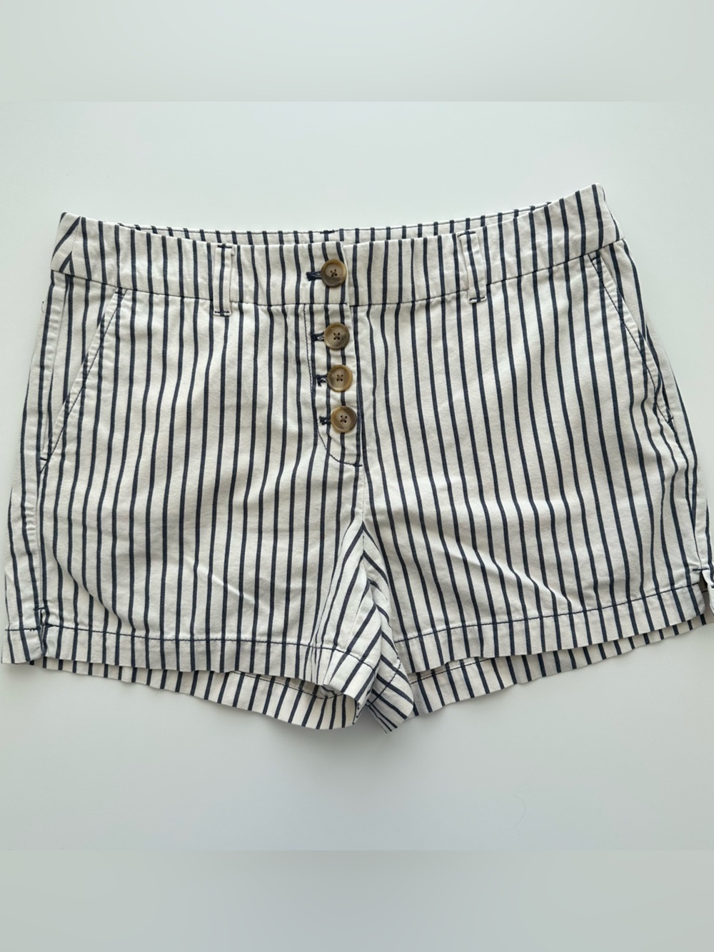 Striped button front blue and white pants